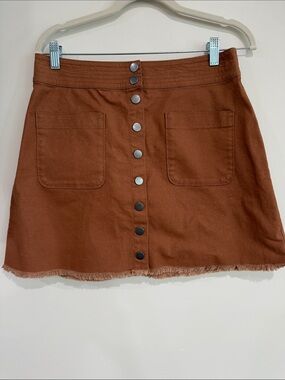 Madewell Rust Brown Button-Front A-Line Skirt